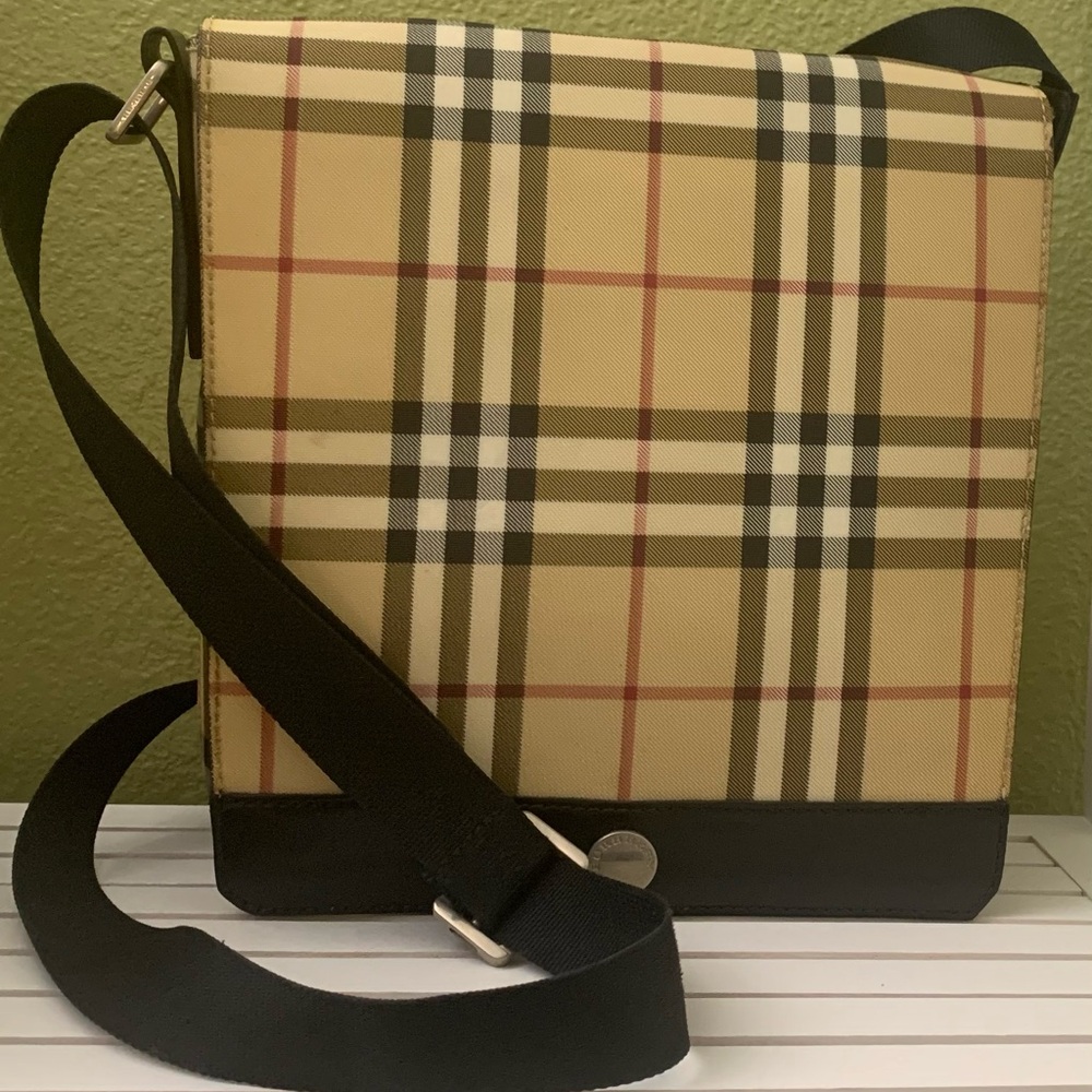 Burberry Beige and Black Check Messenger Bag - Picture 1 of 1